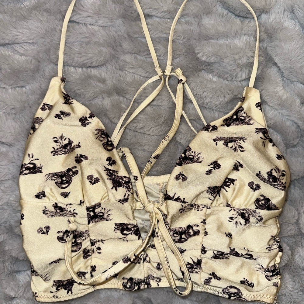 Cream Bunnies Lace-Up Women's Crop Top